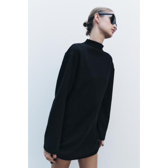 Zara Dresses & Skirts - ZARA High Neck Soft Knit Dress Long Sleeve Sweater Dress Black Women's sz Medium